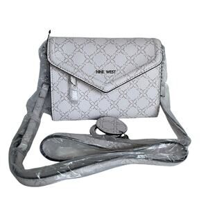 Brand New NINE WEST Zane SLG Crossbody Purse Bonus White /Fawn Logo